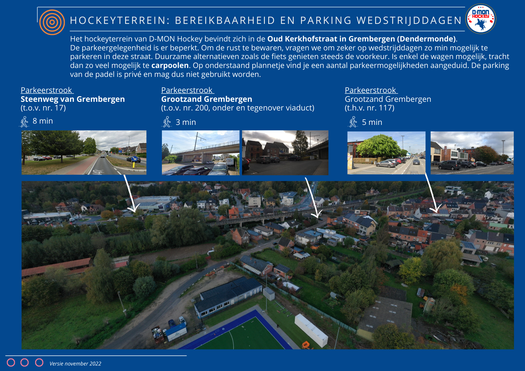 Mobiliteits- en parkeerkaart voor D-mon Hockey Club
